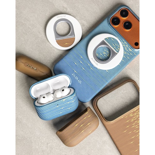 Фото - Чохол для навушників Pitaka Aramid Fiber Magnetic Case Lucid Blue for Airpods Pro 3rd Gen (APM2505)
